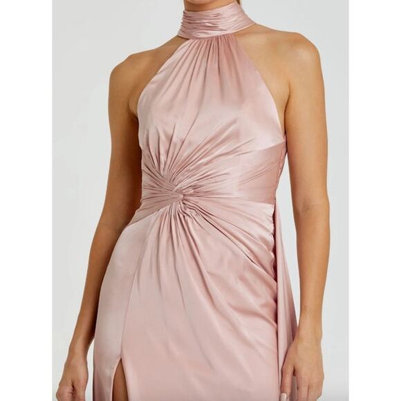 MAC DUGGAL Dress Size 12 Evening Gown Pink Open Back NEW High Neck Side Ruched - Picture 8 of 8